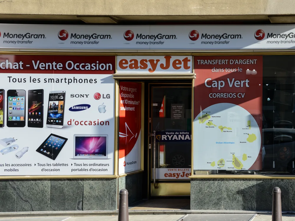 A money-transfer operator branch on a European high street